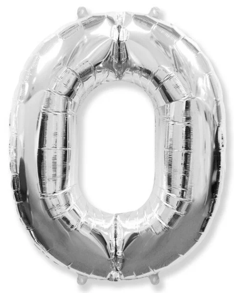 Шар - Цифра "0" (40"/102 см) Цвет: Серебро
