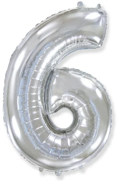 Шар - Цифра "6" (40"/102 см) Цвет: Серебро
