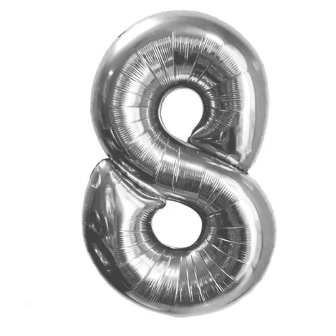 Шар - Цифра "8" (40"/102 см) Цвет: Серебро