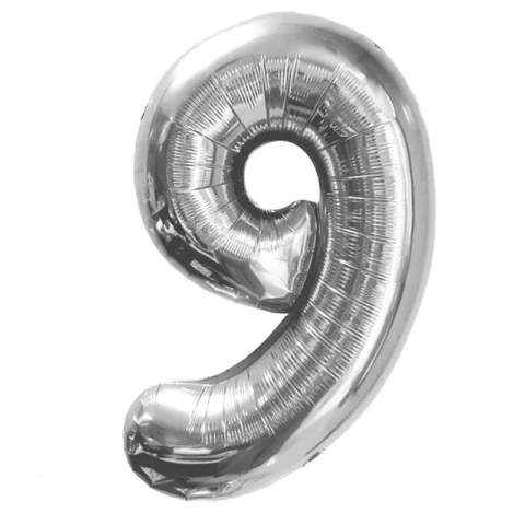 Шар - Цифра "9" (40"/102 см) Цвет: Серебро