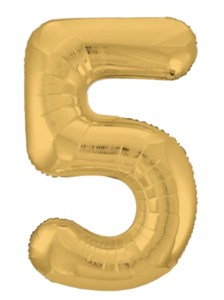 Шар - Цифра "5" (40"/102 см) Цвет: золото