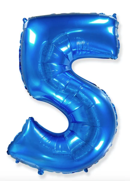 Шар - Цифра "5" (40"/102 см) Цвет: Синий